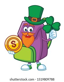 kids bag cartoon mascot character design vector with green hat patrick day