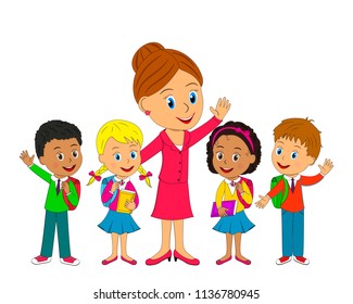 Group Happy Children Holding Hand Around Stock Vector (Royalty Free ...