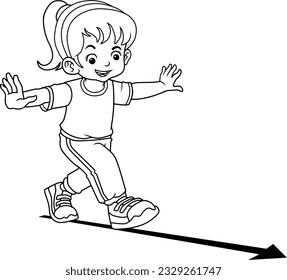 kids balance line  line vector illustration isolated on white background