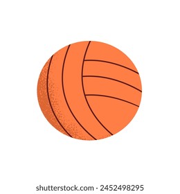 Bola de los niños con color naranja. Equipamiento deportivo para jugar al partido. Baloncesto, voleibol, icono de balonmano. Símbolo redondo de juegos activos, actividades. Ilustración vectorial aislada plana sobre fondo blanco