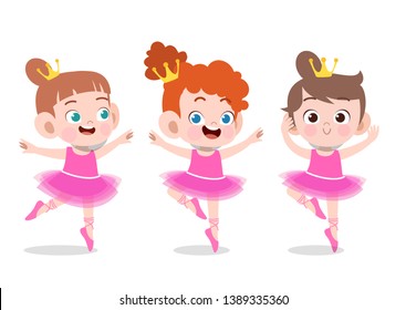 kids ballerina vector illustration isolated