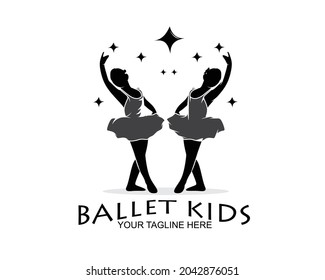 Kids ballet silhouette design logo