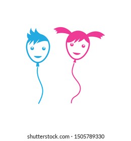 kids ballon icon  logo vector illustration template
