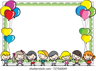 Kids Balloon Border Stock Vector (Royalty Free) 727560049 | Shutterstock