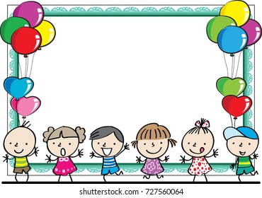 Kids Balloon Border Stock Vector (Royalty Free) 727560049 | Shutterstock