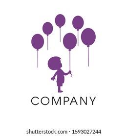 kids balloon logo birthday design vector