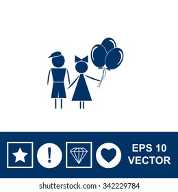 Kids with balloons vector icon