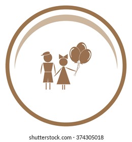 Kids with balloons vector icon
