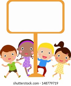 kids and banner