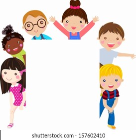 Kids and banner