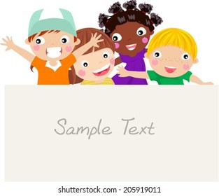 Kids and banner