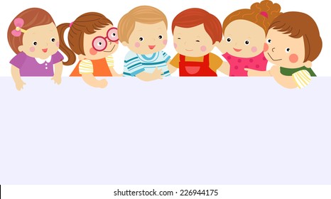 Kids and banner