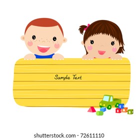 kids and banner