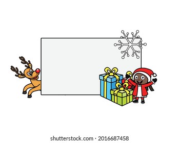 Kids Banner Cartoon Christmas Vector Illustration