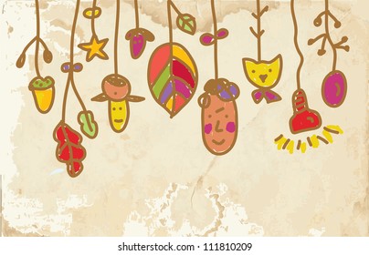 Kids banner on the paper funny cartoon