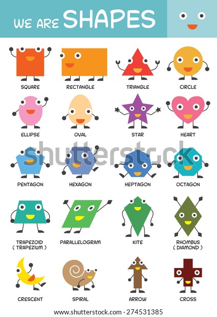 Kids Basic Shapes Chart Kindergarten Preschool Stock Vector (Royalty