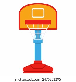 Kids basketball hoop vector cartoon illustration isolated on a white background.