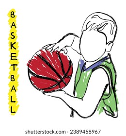 kids basketball player poster art. Kids sports week at school concept art.