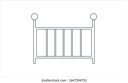 Kinderbett-Vektorillustration, einzeln auf weißem Hintergrund.