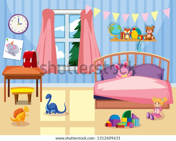 Kids Bedroom Interior Illustration Stock Vector (Royalty Free) 1312609631