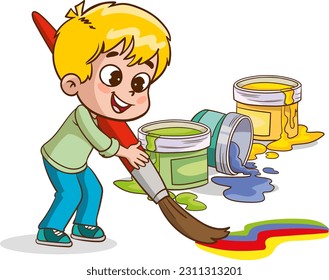 kids big pencil drawing vector illustration