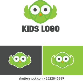 kids bird apps icon kids logo kids education kids shop logo design with editable vector file