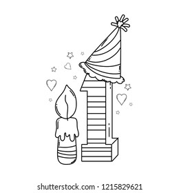 Kids birthday cartoons black and white
