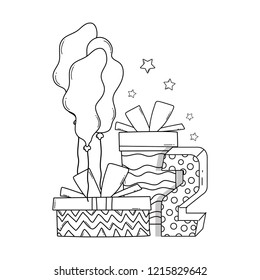 Kids birthday cartoons black and white