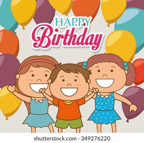 Kids birthday celebration cartoon design, vector illustration graphic