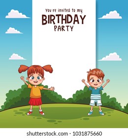 Kids birthday party card invitation