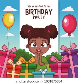 Kids birthday party card invitation