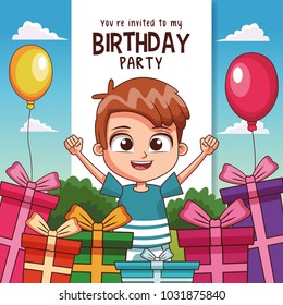 Kids birthday party card invitation