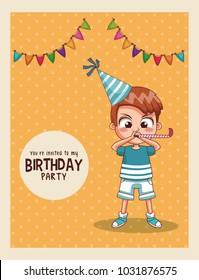 Kids birthday party card invitation