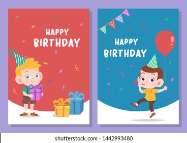 kids birthday party card vector illustration