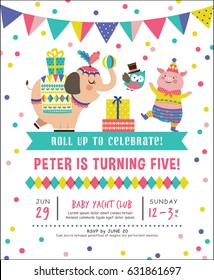 Kids Birthday Party Invitation Card With Circus Theme