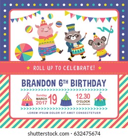 Kids Birthday Party Invitation Card With Circus Theme