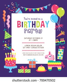 Kids birthday party invitation card