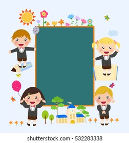 Kids and blackboard