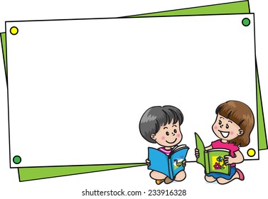 kids with blank border frame
