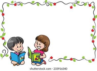 kids with blank border frame