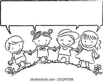 kids with blank speech bubble