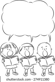 kids with blank speech bubble