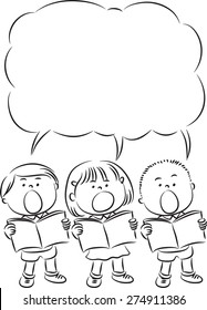 kids with blank speech bubble