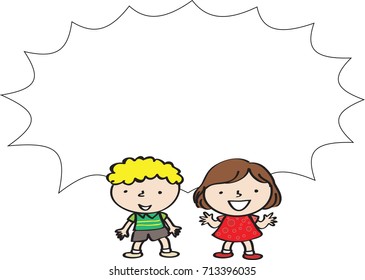 kids with blank speech bubble