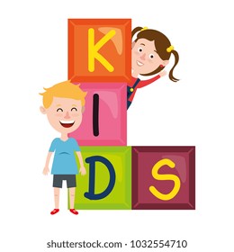 kids with blocks characters