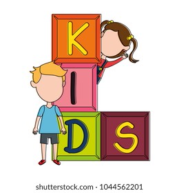 kids with blocks characters