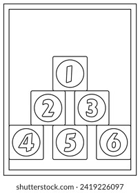 Kids blocks coloring page designed in hand drawn vector 