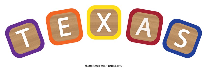 Kids blocks spelling texas isolated on a white background