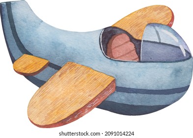 kids blue airplane cute   illustration