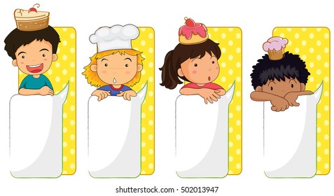 Kids and board templates illustration